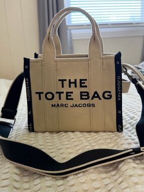 Marc Jacobs Beige Canvas 'The Tote Bag' with Black Trim